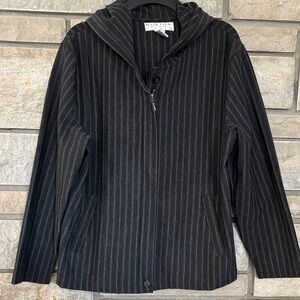 Grey Striped Women's Hoodie Jacket